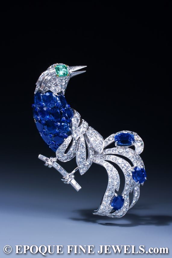   Cartier - An impressive sapphire, emerald and diamond bird brooch | MasterArt